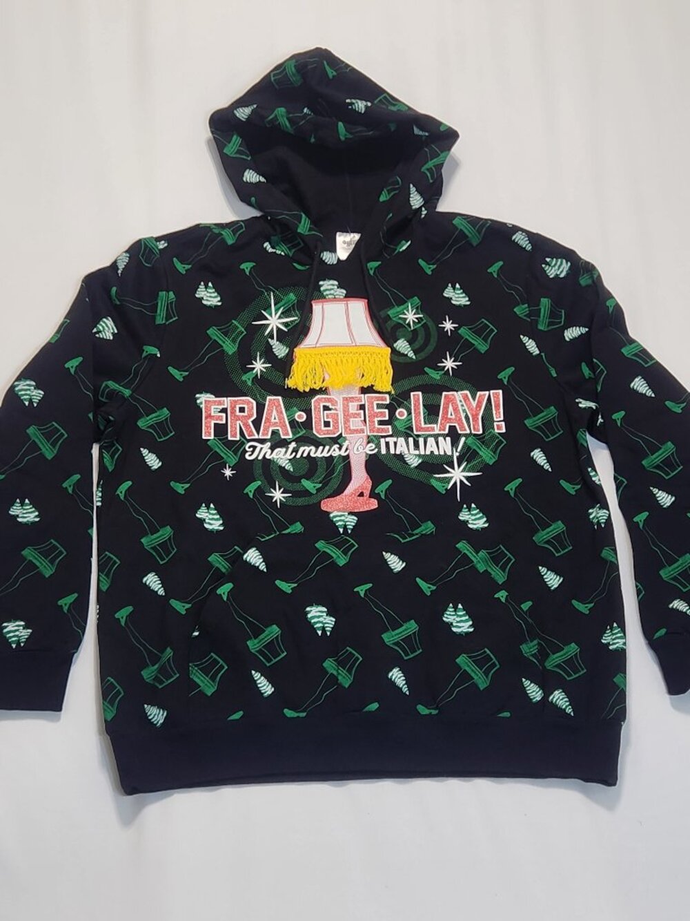 A Christmas Story All-Over-Print (AOP) Leg Lamp “Fra-Gee-Lay” Hoodie NWT